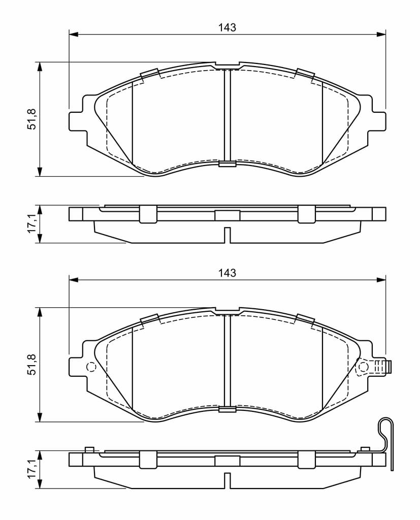 BOSCH Brake Pad Front Bosch Daewoo Cielo 96- Lanos 97- Chev Aveo LS & LT 03- Chev Optra 1.6 1.8 2.0 03-