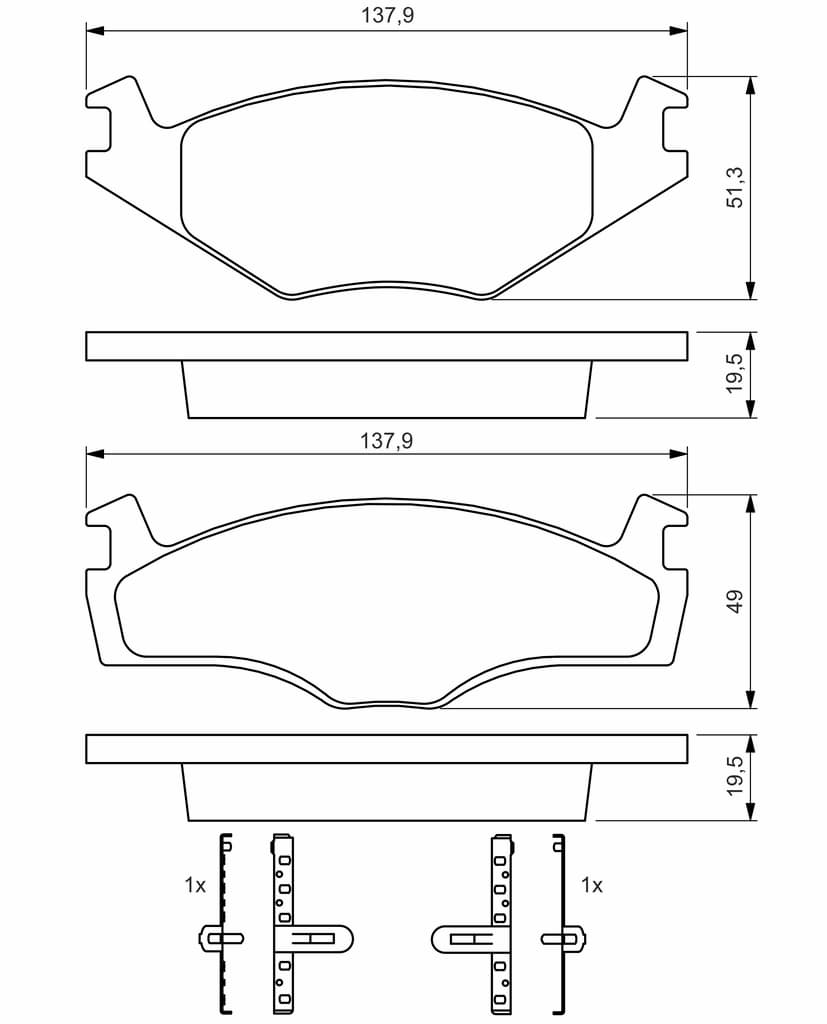 Brake Pad Front Bosch VW Golf Jetta 3 92- Fox 88- image 1