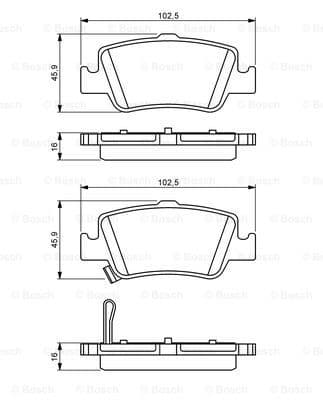 Brake Pad Rear Bosch Toyota Corolla 1.4 1.6 1.8 2.0 08- Auris (All Models) 07- (incl Professional) thumbnail 5