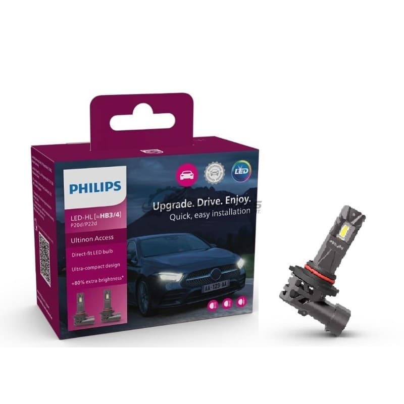 PHILIPS LED Philips HB3 | HB4 UltinonAcess Pro2500 6000K 1800lm 12V 20W +80% more Light 1500Hrs Set of Two