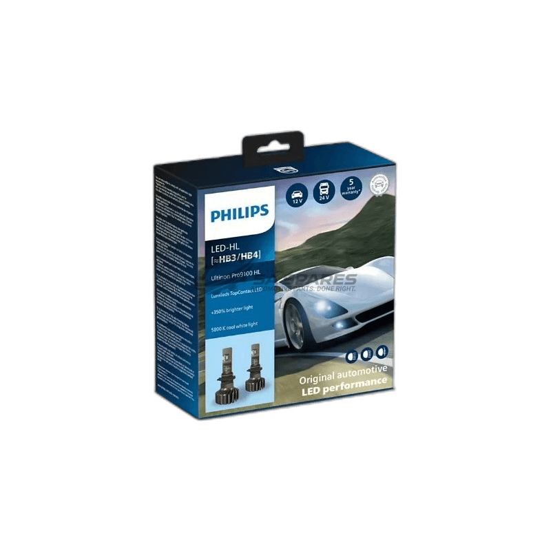 LED Philips HB3 | HB4 Ultinon Pro9100 5800K 1850lm 12&24V 20W +350% Brighter Light 5000Hrs Set of Two thumbnail 2