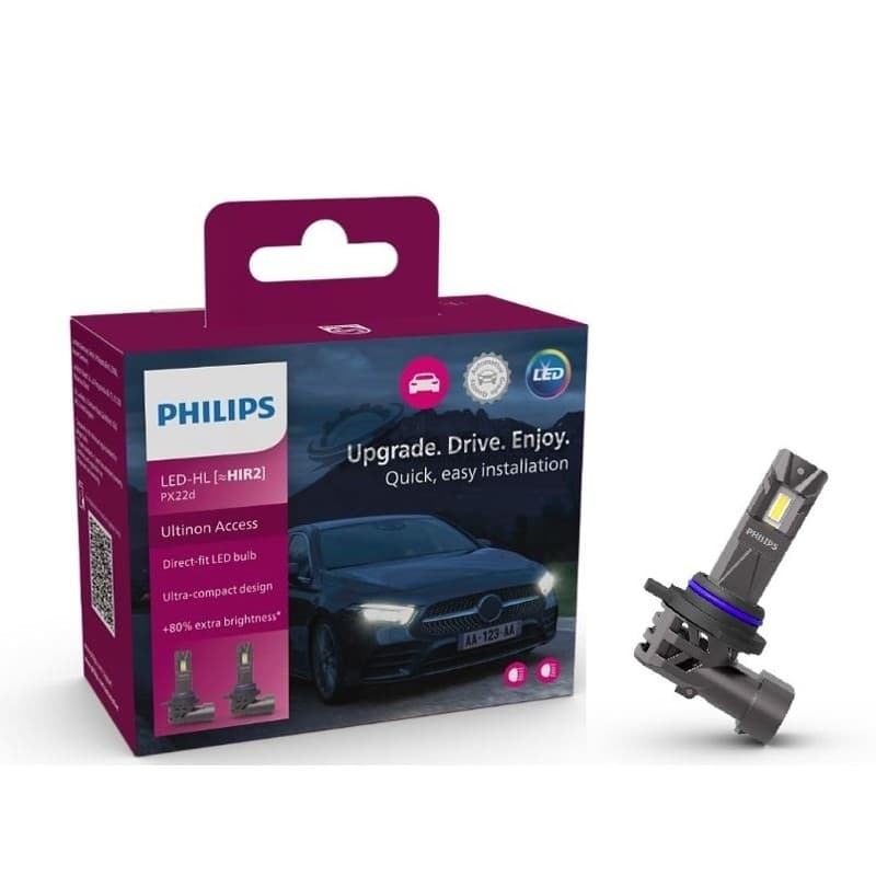 PHILIPS LED Philips HIR2 UltinonAccess Pro2500 6000K 1800lm 12V 20W +80% more Light 1500Hrs Set of Two