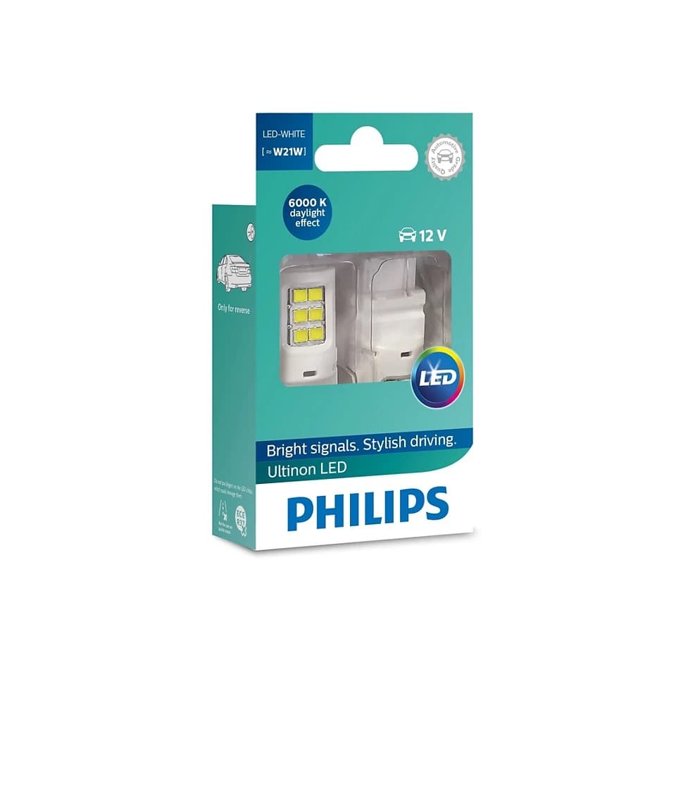 LED Philips W21W LED WHITE Ultinon 11065ULWX2 6000K 12V 1W (also can use 12795X1) Set Of Two image 1