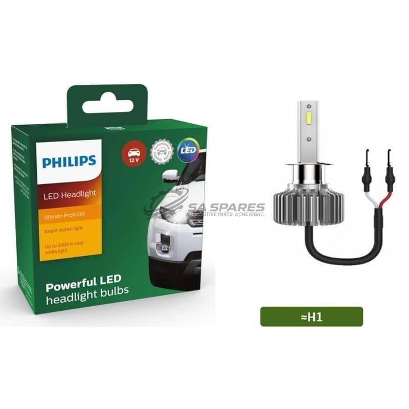PHILIPS LED Philips H1 Ultinon Pro1000 6500K 1500lm 12V 20W +160% More 1500Hrs Light Set of Two