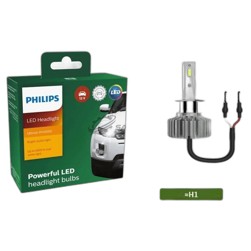 LED Philips H1 Ultinon Pro1000 6500K 1500lm 12V 20W +160% More 1500Hrs Light Set of Two thumbnail 2