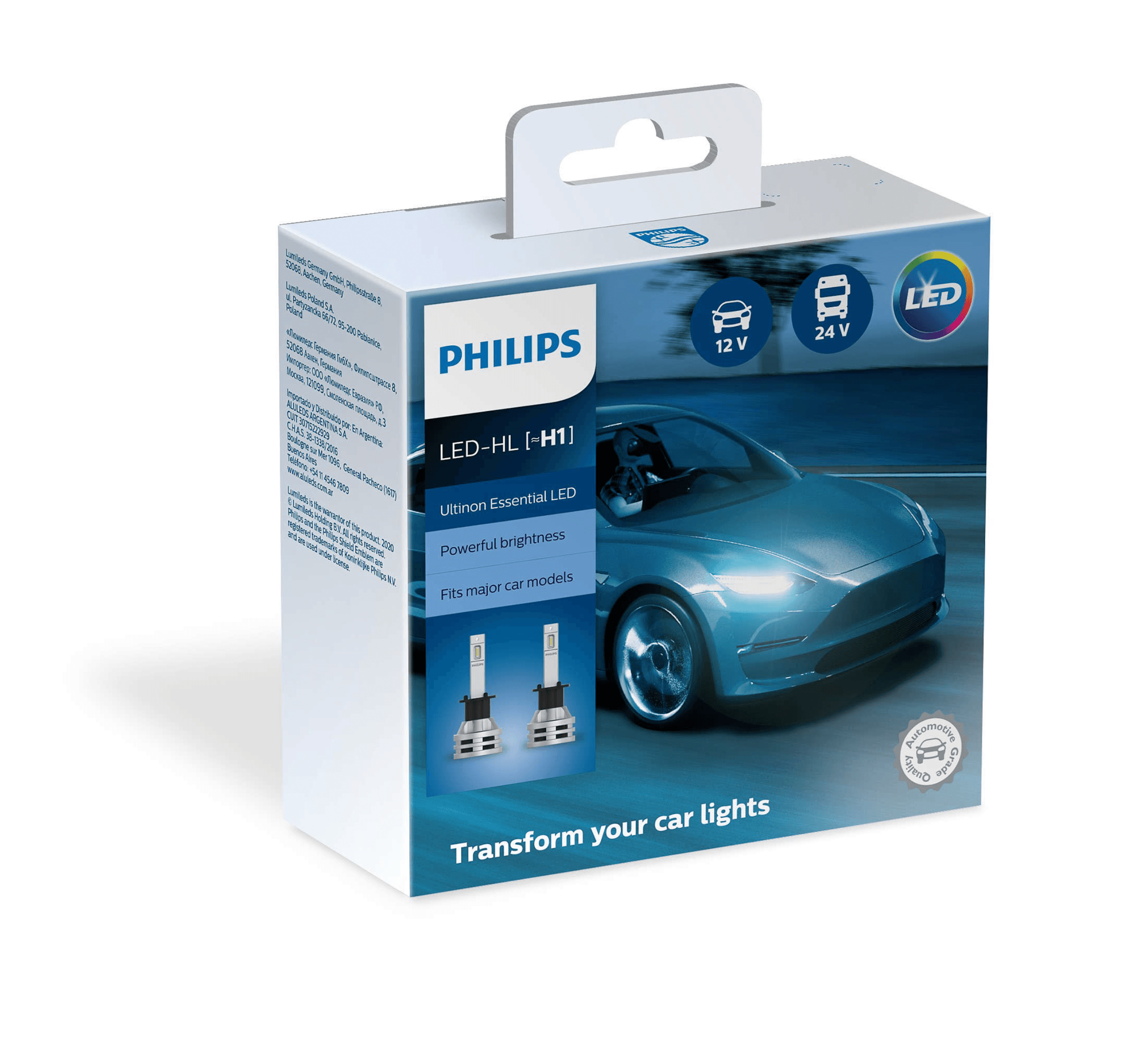 PHILIPS LED Philips H1 LED UltinonEssential 11258UE2X2 6500K 12V & 24V 20W +160% more light Set of two Kit 330031