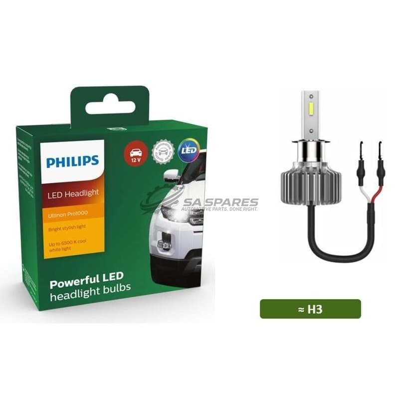 LED Philips H3 Ultinon Pro1000 6500K 1500lm 12V 17W +160% More Light 1500Hrs Set of Two image 1