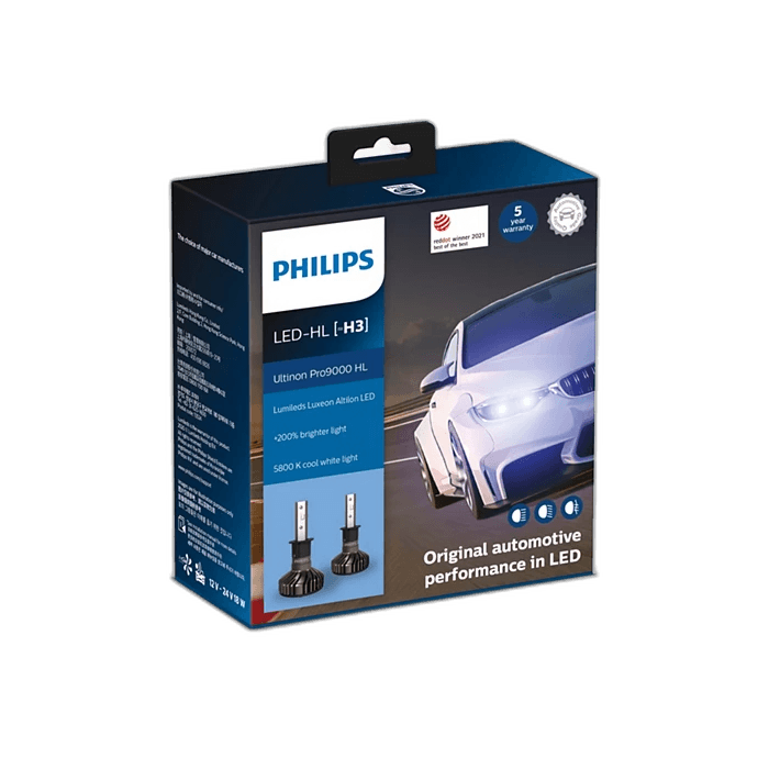 LED Philips H3 LED Ultinon Pro9000 11336U90CWX2 5800K 1500lm +200% more Light 12V & 24V 18W Set of two Kit 00726131 thumbnail 3