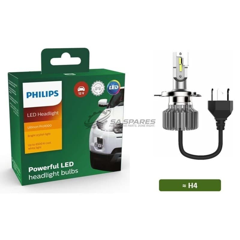 LED Philips H4 Ultinon Pro1000 6500K 750 | 1500lm 12V 13W +160% More Light 1500Hrs Set of Two PT43 image 1