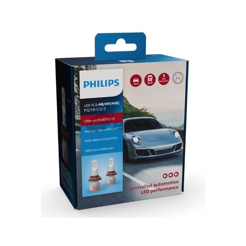 PHILIPS LED Philips Fog Ultinon Pro9200 HL 12 | 24V 20W Fog U92 5800K 1550lm 5000hrs Set of Two