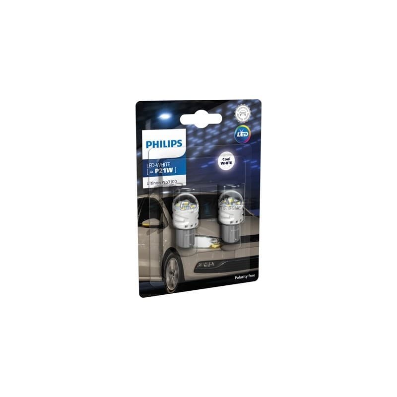 LED Philips P21W Ultinon Pro3100 11498CU31B2 6000K 12V 2.2W WHITE Set of Two image 1
