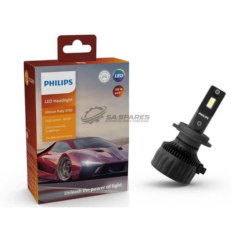 LED Philips H7 UltinonRally3550 6500K 4500lm 12&24V 50W +200% More Light 1500Hrs Set of Two Pro3550 OFFROAD ONLY! image 1