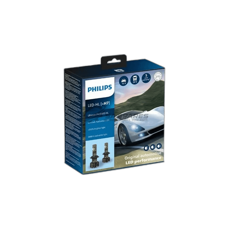 LED Philips H7 LED Ultinon Pro9100 5800K 1500lm 12&24V 18W +350% More Light5000Hrs Set of Two thumbnail 2