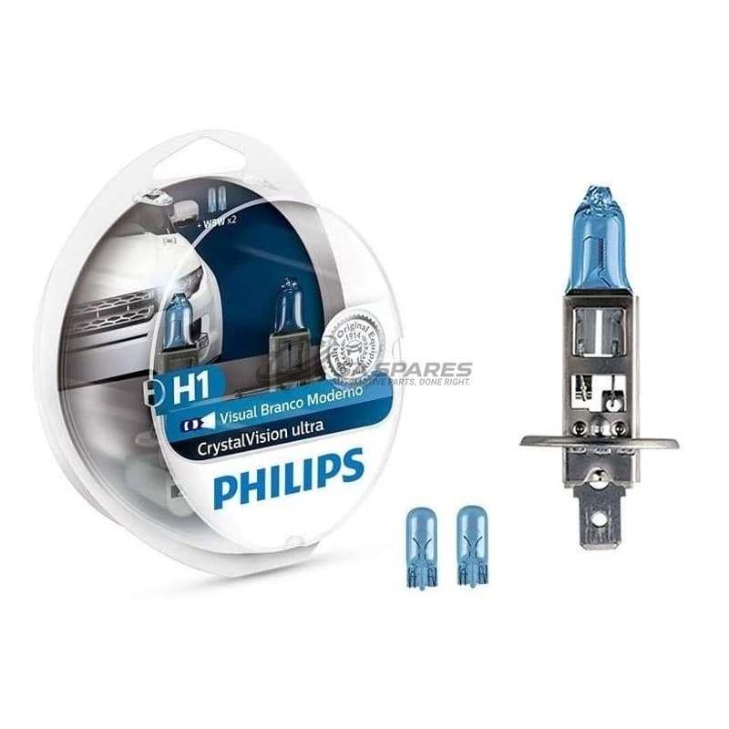 Globe Philips H1 CrystalVision Ultra 12V 55W 12258CVUSM Set of Two + W5W image 1