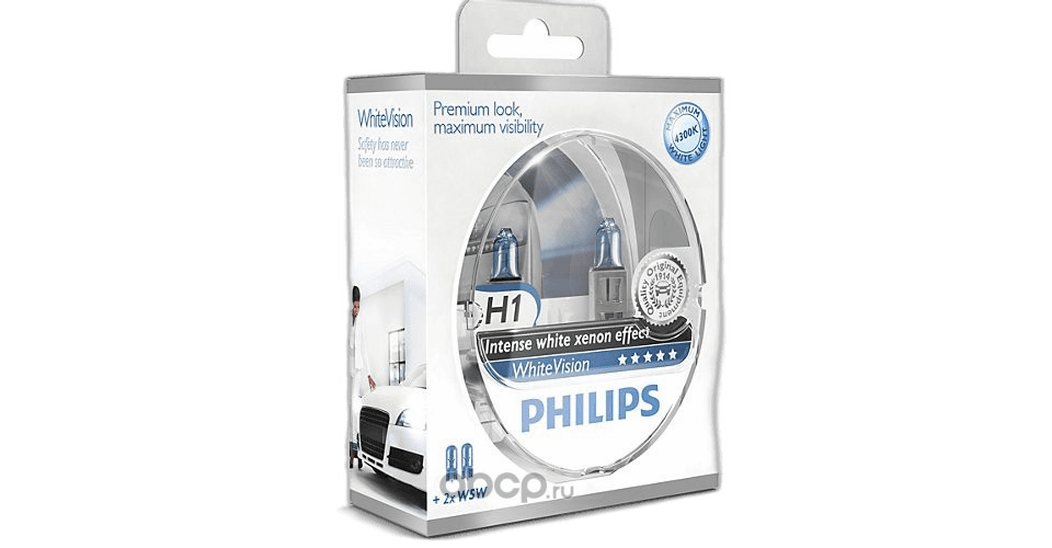 Globe Philips H1 WhiteVision 12V 55W 12258WHVSM Set of Two + W5W (Replaced by 12258WVUSM) thumbnail 3