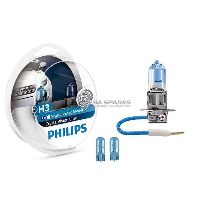 Globe Philips H3 CrystalVision Ultra 12V 55W 12336CVUSM Set of Two + W5W image 1