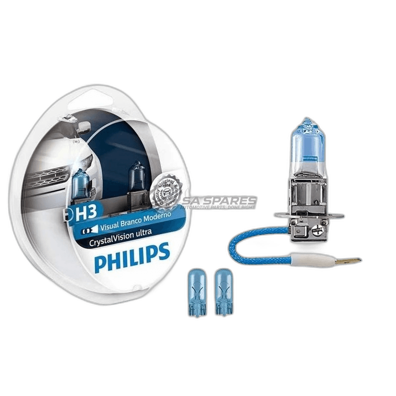 Globe Philips H3 CrystalVision Ultra 12V 55W 12336CVUSM Set of Two + W5W thumbnail 2