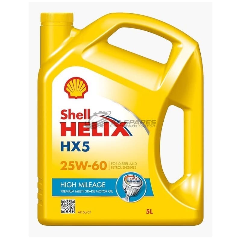 SHELL Shell HELIX HX5-HM HIGH MILEAGE 25W60 5lt Multi-Grade Oil PETROL + DIESEL ENGINES SL | CF