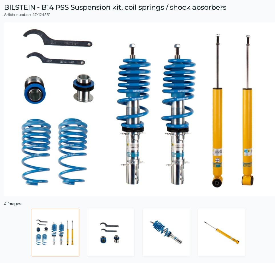 BILSTEIN B14 PSS Suspension kit VW GolF 4 & New BeetleAUDI A3 MK1 GolF 4 Incl VR6 98>2000