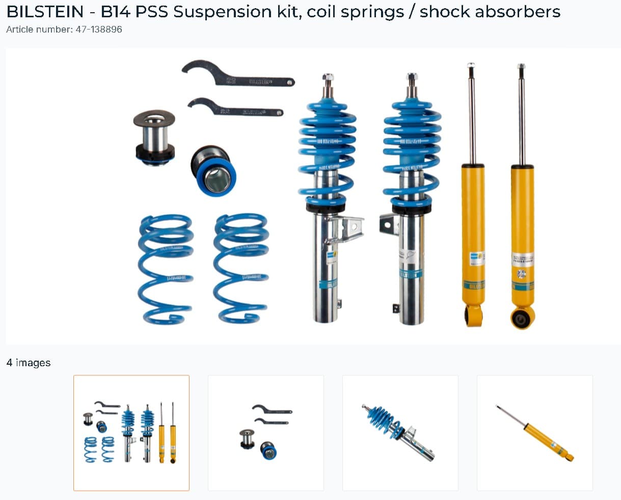 B14 PSS Suspension kit AUDI TT MK2 8J 2WD 08.2006>06.2010 image 1