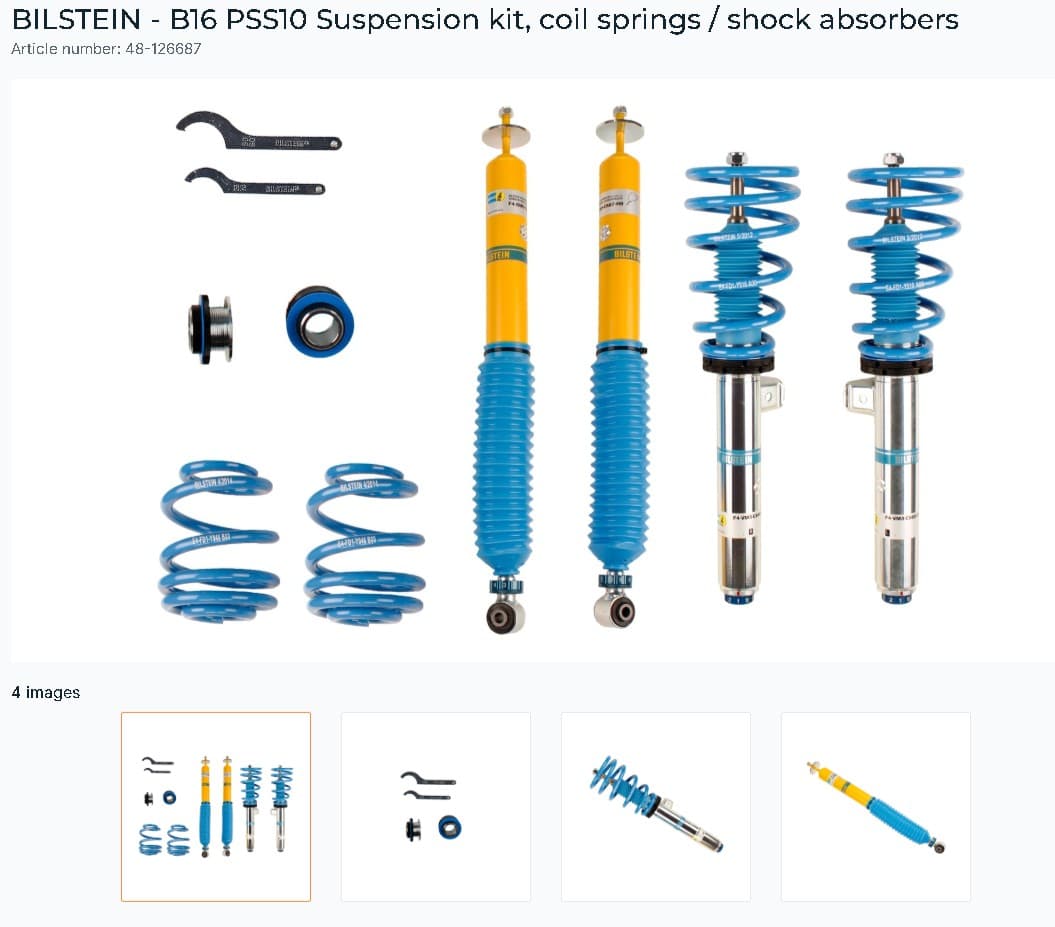 BILSTEIN B16 PSS10 Suspension Kit BMW M3 E46 Coupe & Cabriolet & CSL - Adjustable