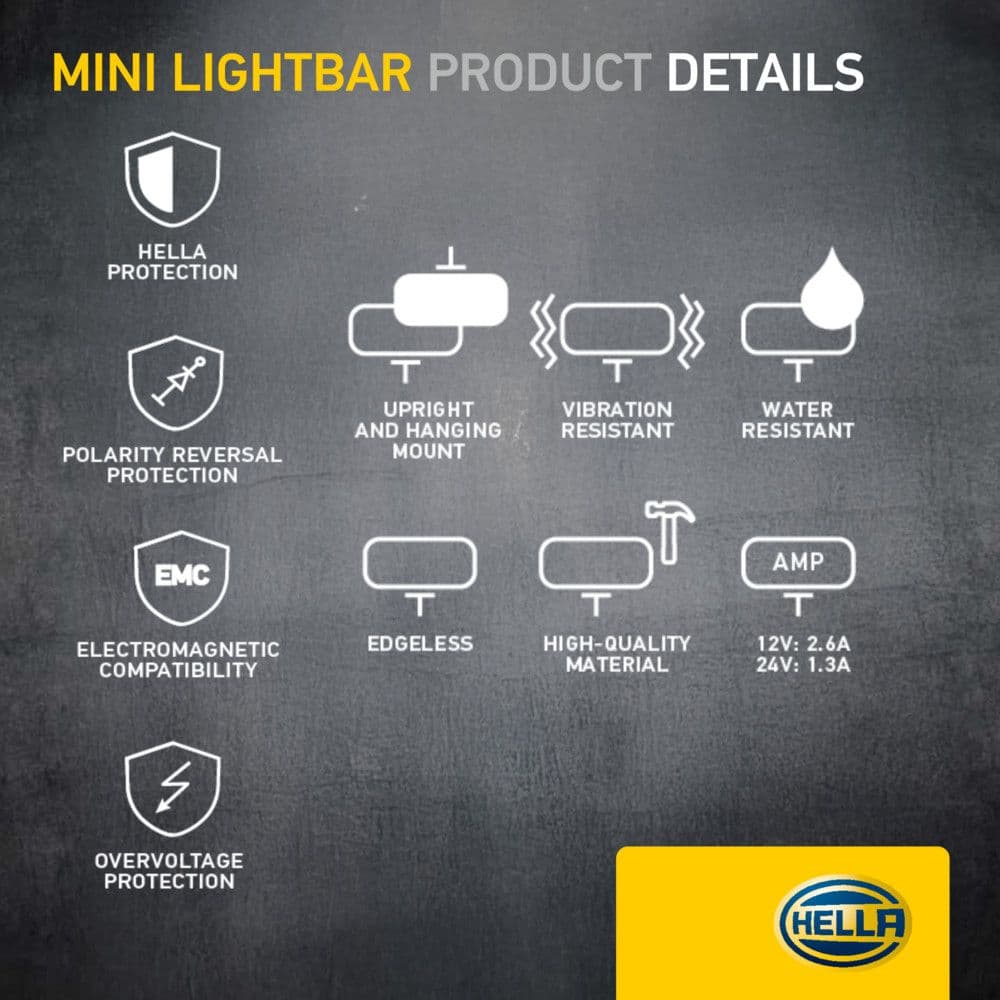 HELLA Black Magic LED Mini Lightbar 6.2" Flood thumbnail 13
