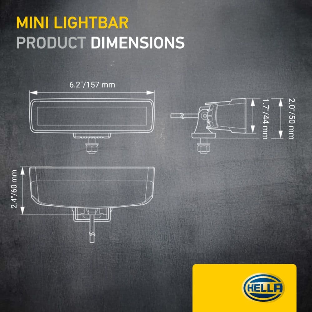 HELLA Black Magic LED Mini Lightbar 6.2" Spot Single thumbnail 5