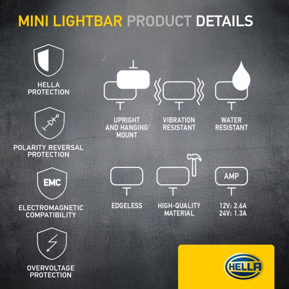 HELLA Black Magic LED Mini Lightbar 6.2" Spot Single thumbnail 9