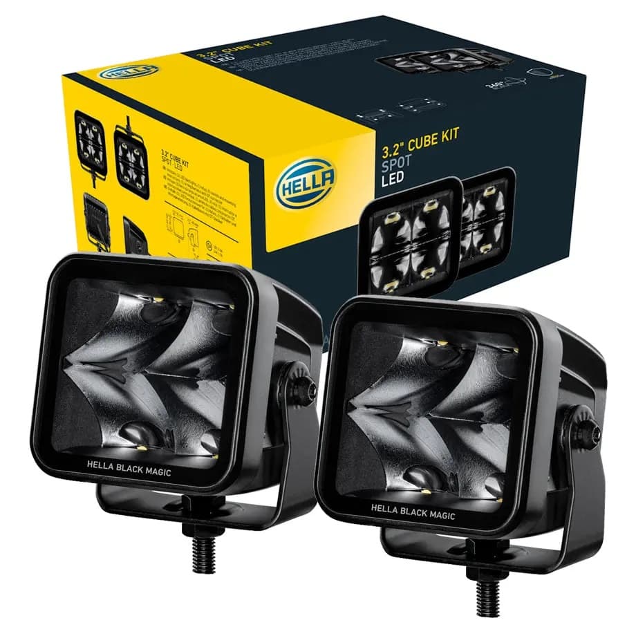 HELLA Black Magic LED Cube Kit 3.2" Flush Flood image 1