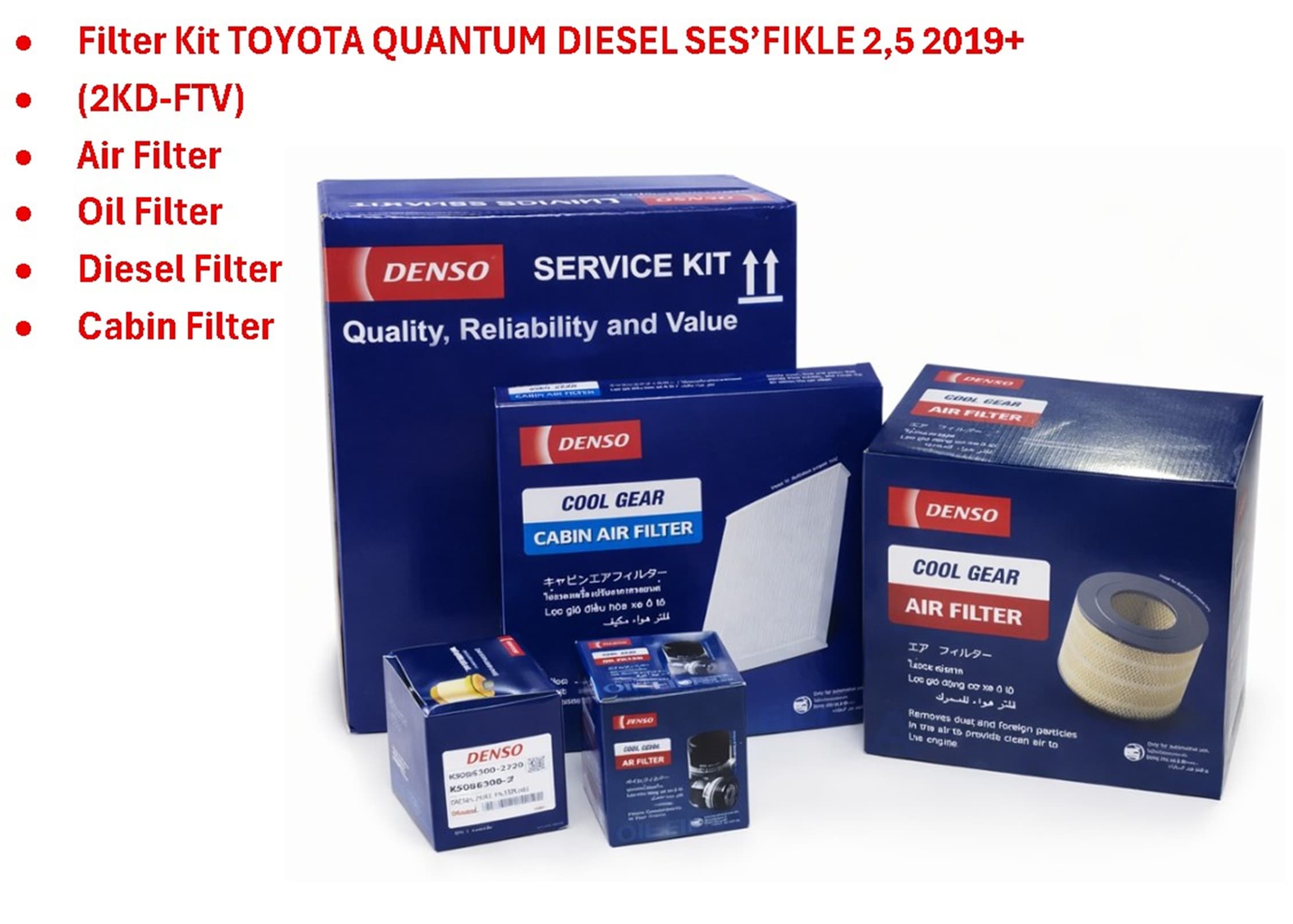 DENSO DENSO Service KIT (AF+OF+FF+CF) Toyota Quantum 2.5 Diesel 2019+