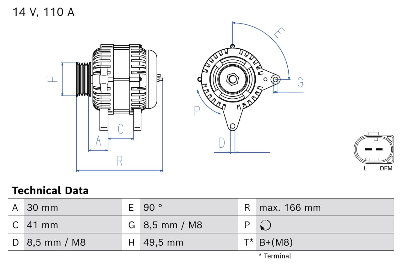 Alternator Bosch VW Polo Vivo 1.4i 10- Polo Vivo 1.6i 10- Polo 1.4 10- Polo 1.6 10- image 1