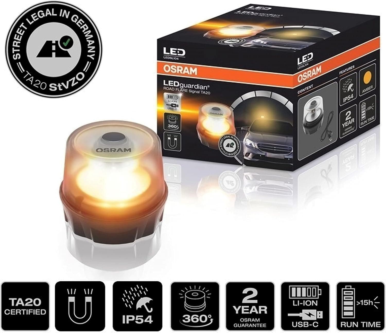 OSRAM LED Gaurdian Roadflare TA20 (Rechargeable & Magnetic) thumbnail 3