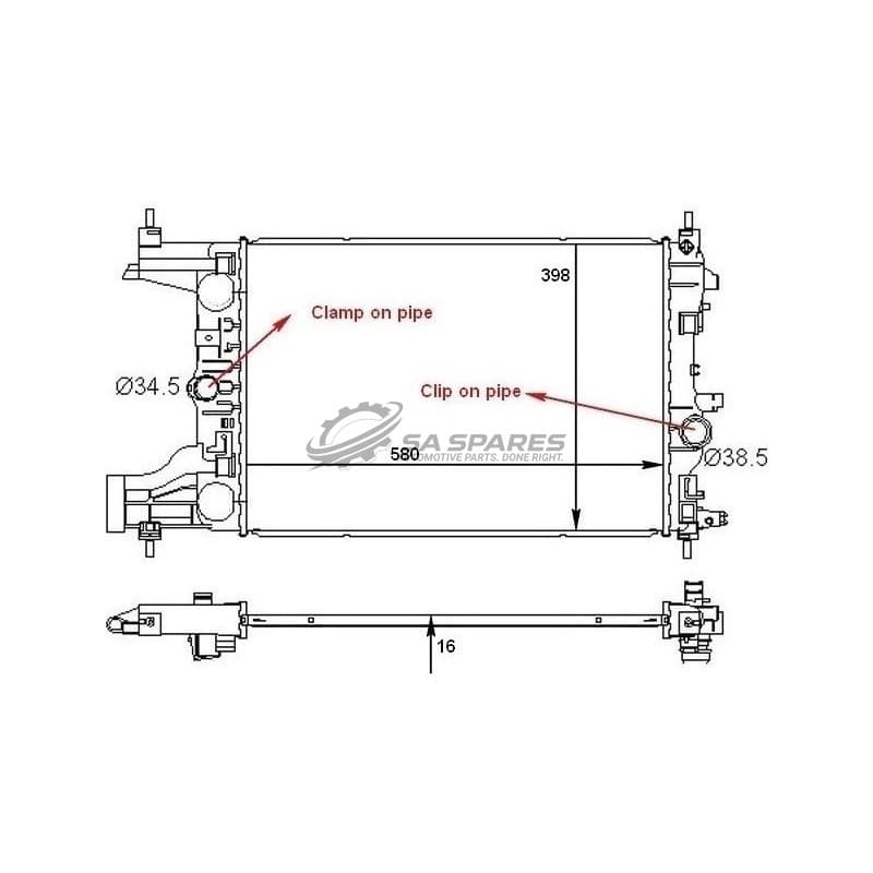 GENERIC Radiator Chev Cruze Orlando Opel Astra J 1.6 GTC 1.6 1.8 09- MT J300 J305 F16D4 F18D4