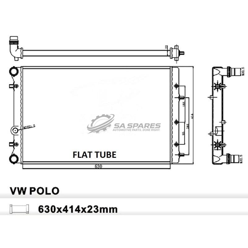 GENERIC Radiator VW Polo PQ24 1.4 1.6 1.9TDi 04- MT Flat Tube
