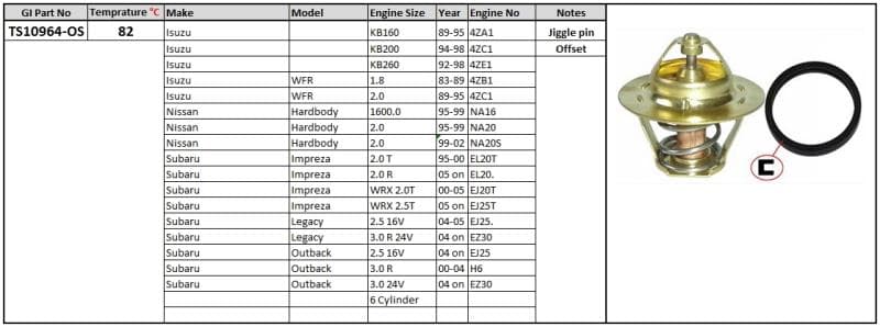 GENERIC Isuzu KB160 200 260 WFR 1.8 2.0 Nissan Hardbody 1.6 2.0 Subaru Impreza 2.0T/R Legacy 2.5 3. 133730 | 5482-OS | 1337.30 | 4ZC1,4ZE1,4ZB1,4ZC1,NA16,20,20S,EL20/T,EJ20T,EJ25T,EJ25,EZ30,H6 | TS10964-OS
