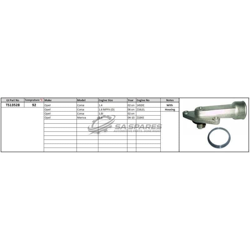 GENERIC Thermostat and Housing Opel Corsa 02-1.4 1.6 1.8i Meriva 1.8 92 degrees C