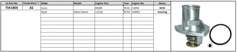 Thermostat and Housing Isuzu KB200 99- Opel Astra Classic 1.8 82 degrees image 1