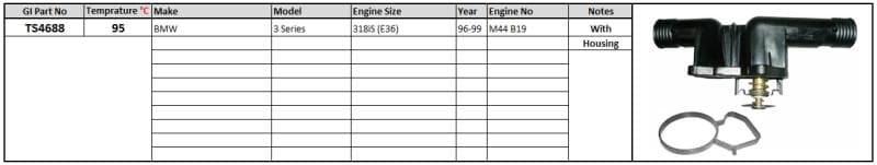 GENERIC Thermostat and Housing BMW 3 series 96-E36 318iS 96-99 95 degrees