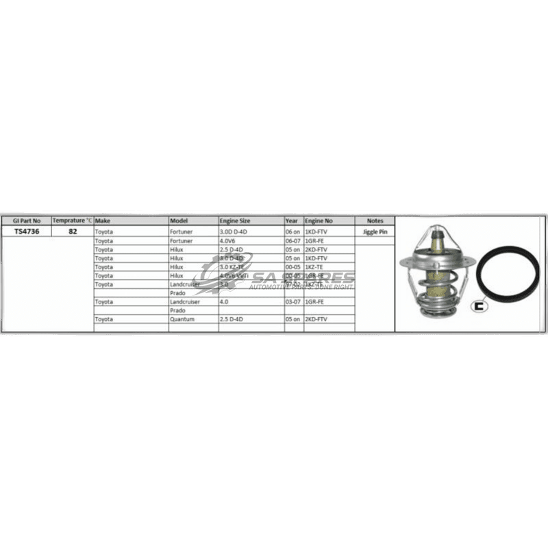 Thermostat Toyota Fortuner D4D 4.0 V6 Hilux 2.5 | 3.0 D4D 05- 2.4GD | 2.8GD 15- thumbnail 4