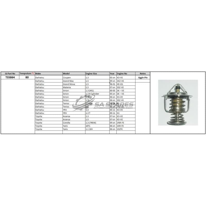 GENERIC Sirion 1.3 Terios 1.3 | 1.5 YRV 1.3 Toyota Avanza 1.3 | 1.5 Corolla 1.3 Yaris 1.0 | 1.1