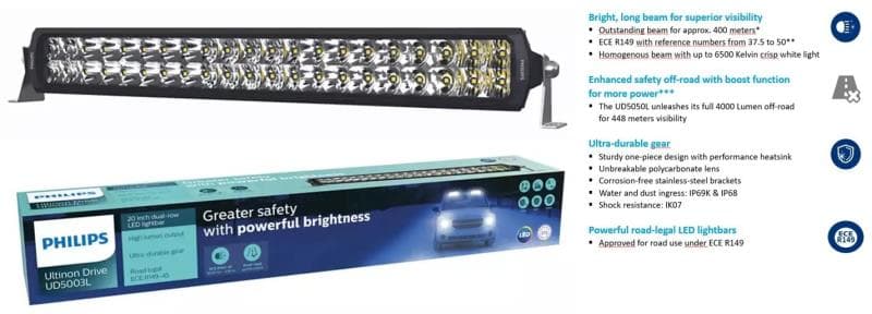 Philips Ultinon Drive 5003L LED Lightbar 20” single-row |9-30 Volt DC 4W 6500K 3600lm - UD5003LX1 - 1488794 Each thumbnail 2
