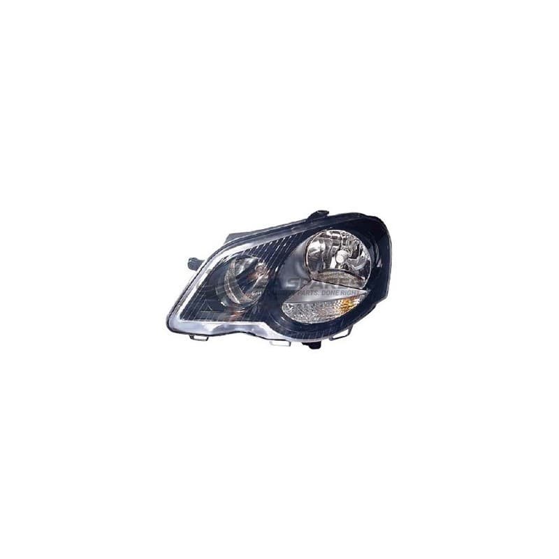 GENERIC Volkswagen Polo 06-/Vivo 10- Headlamp Unit LH Black Manual (6 Pin)