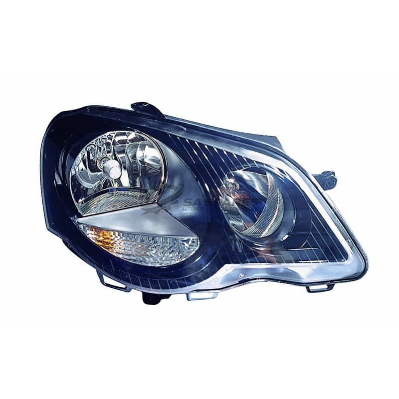 GENERIC Volkswagen Polo 06-/Vivo 10- Headlamp Unit RH Black Manual (6 Pin)